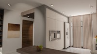 a 3d rendering of a modern kitchen